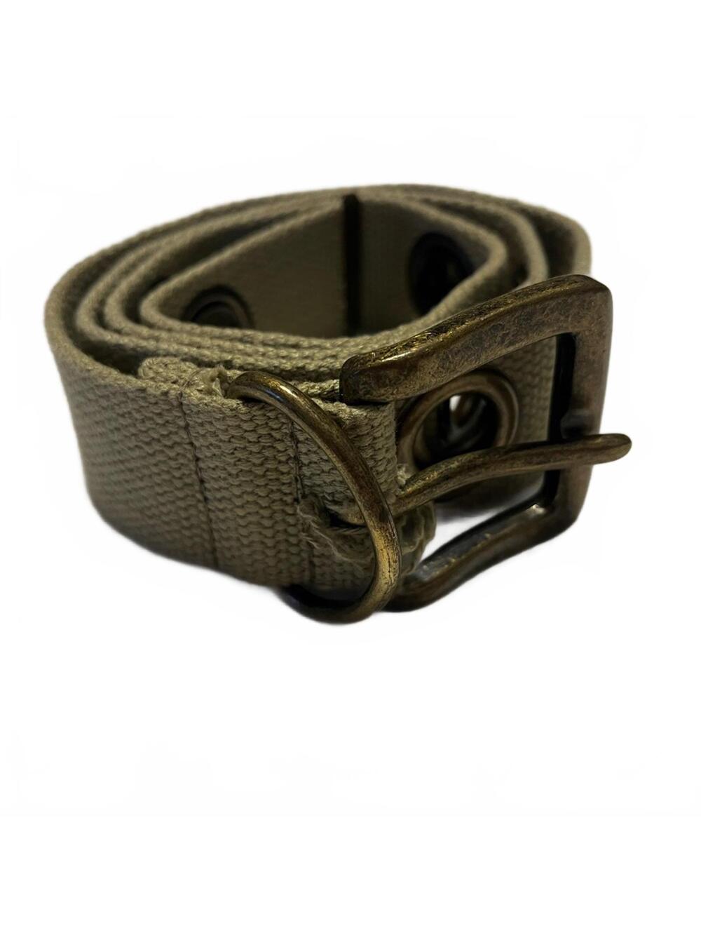 Tan Canvas Belt Brass Buckle Unisex Casual Utility Web Belt Adjustable